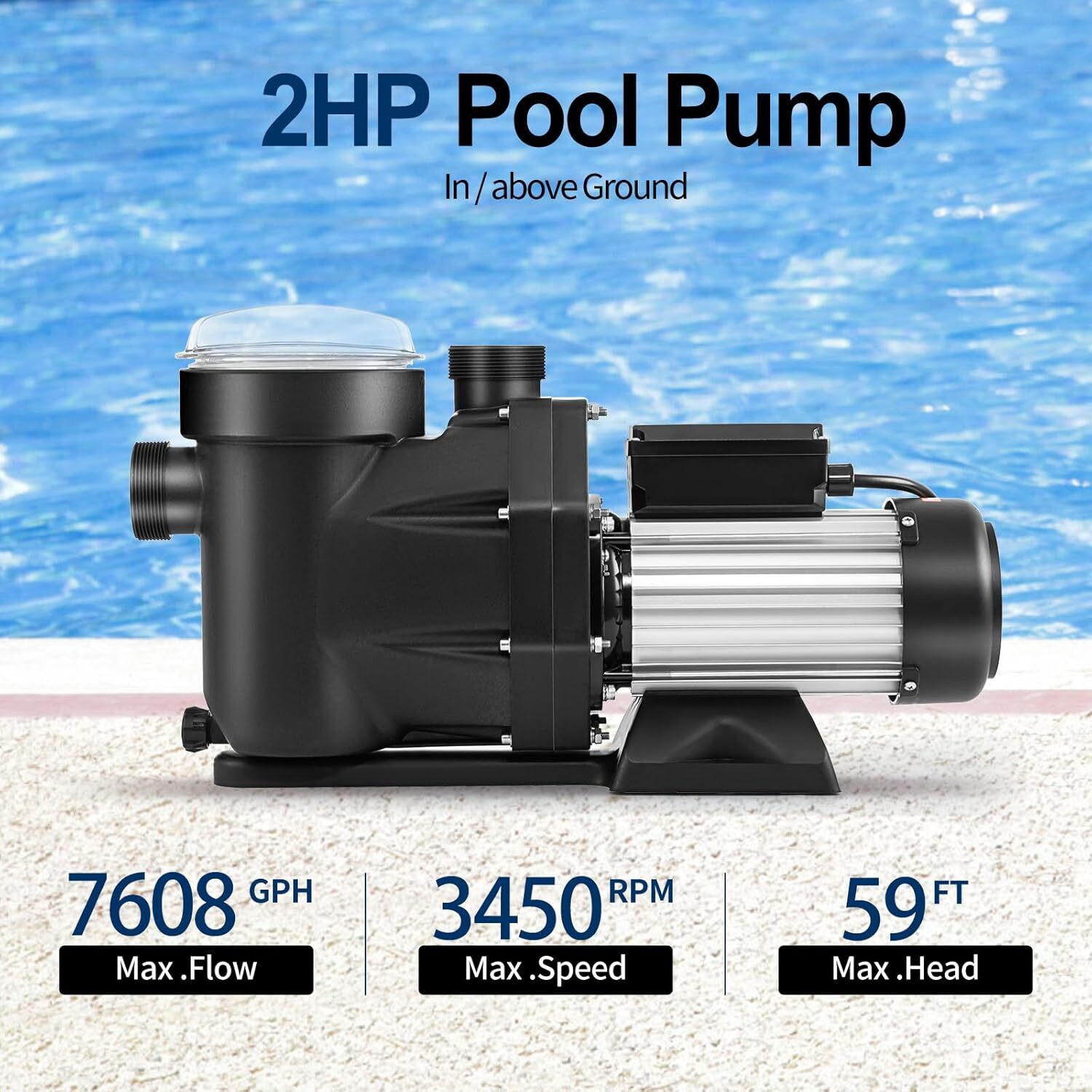 Hayward 2HP 2-Speed Swimming Pool Pump In/Above Ground w/ Motor Strainer Basket gallery