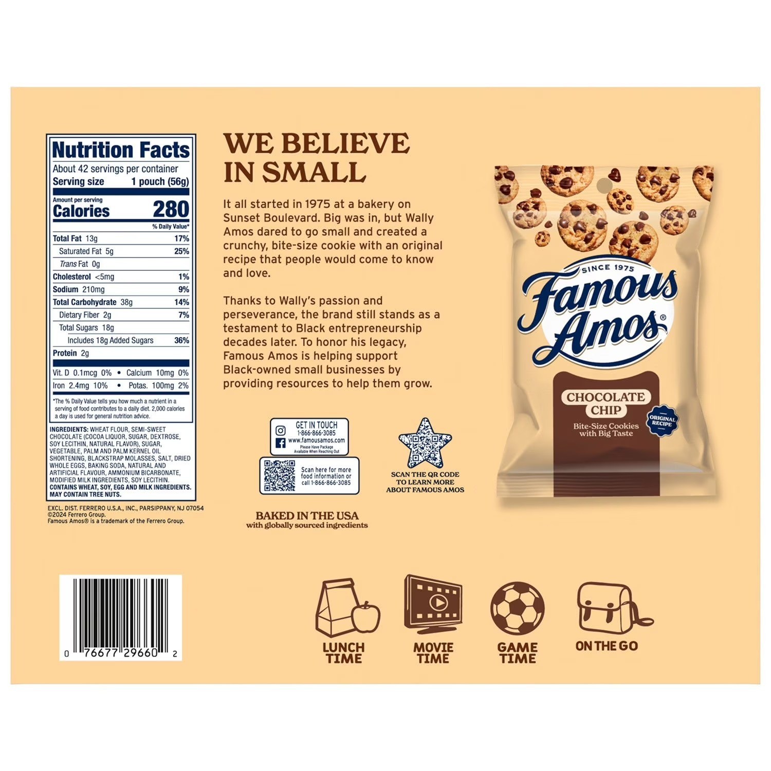 Famous Amos Chocolate Chip Cookies ,2oz.,42 packs - 2 ounces each. Free Shipping gallery
