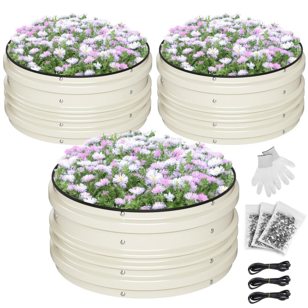WORKPRO 3PCS 2x2x1FT Galvanized Garden Beds, Rust-Proof, Easy to Assemble, White gallery