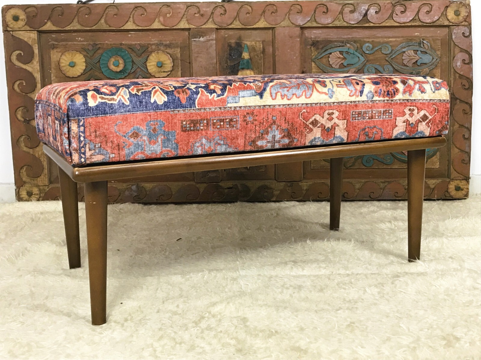 Handmade Kilim Upholstered Ottoman Footstool Piano Entryway Bedroom Bench gallery