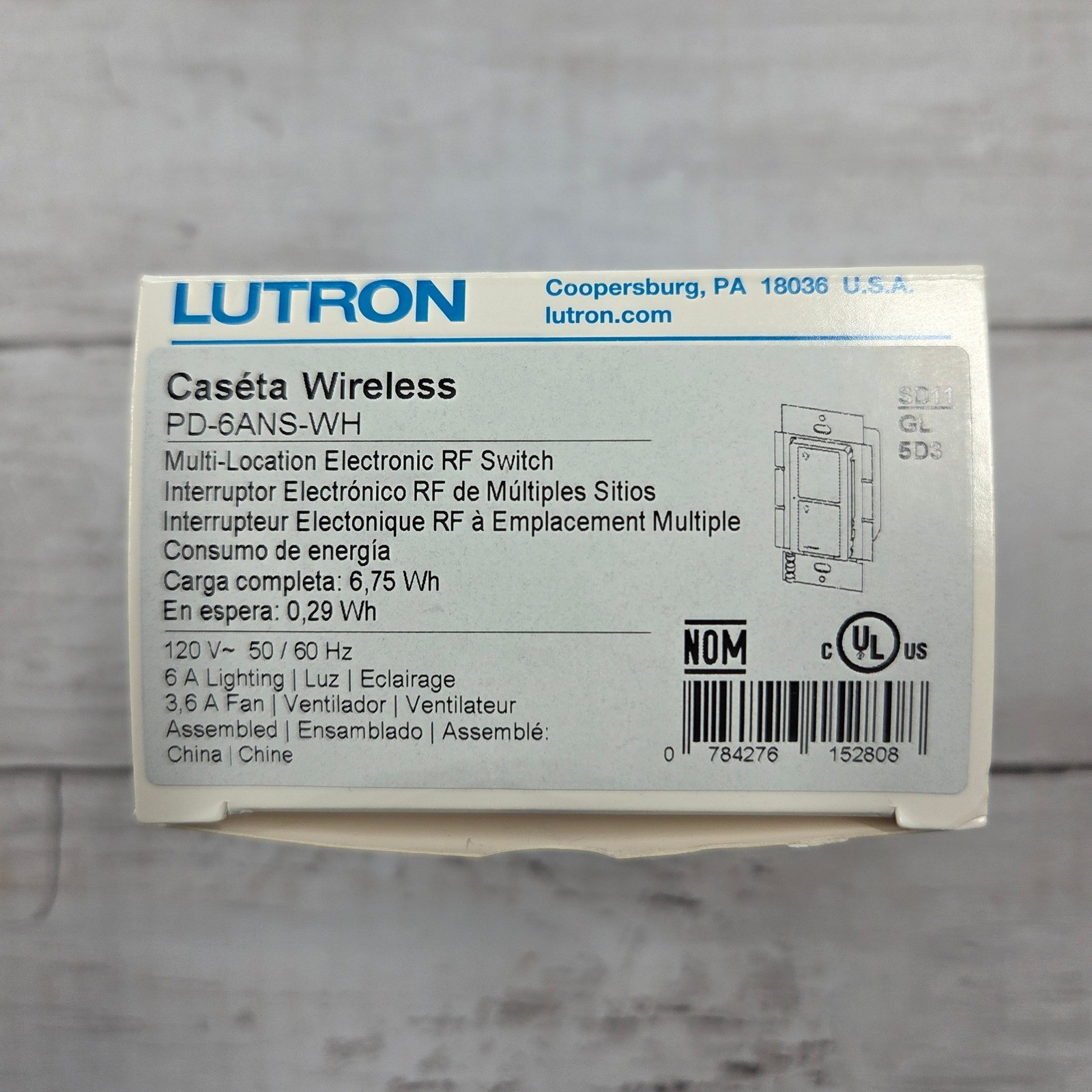 Lutron In-Wall Switch White Caseta Wireless PD-6ANS-WH Smart RF Control gallery