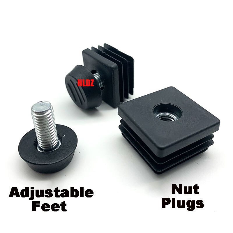 M8 Square Tubing Inserts End Caps Adjustable Table Foot Furniture Leveling Feet gallery