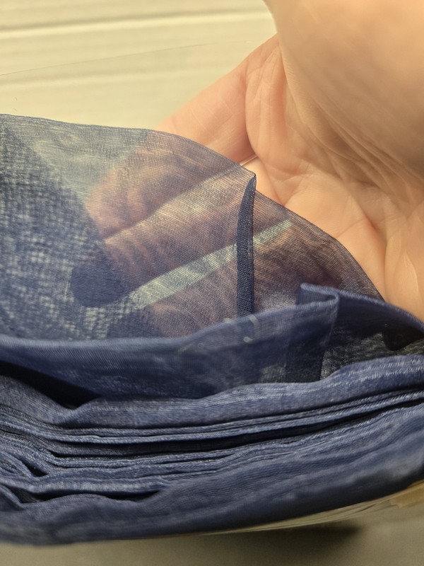 Pottery Barn Solid Organza Tablecloth - silk blend 70x108 Blue Shear gallery