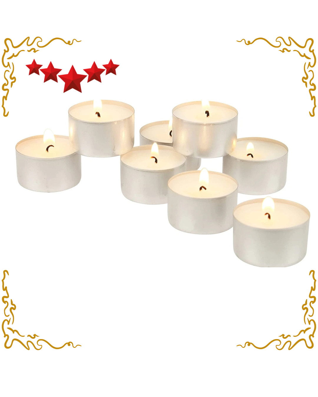 Tea Light Candles White Unscented Smokeless Long 8 Hour Extended Burn Time gallery