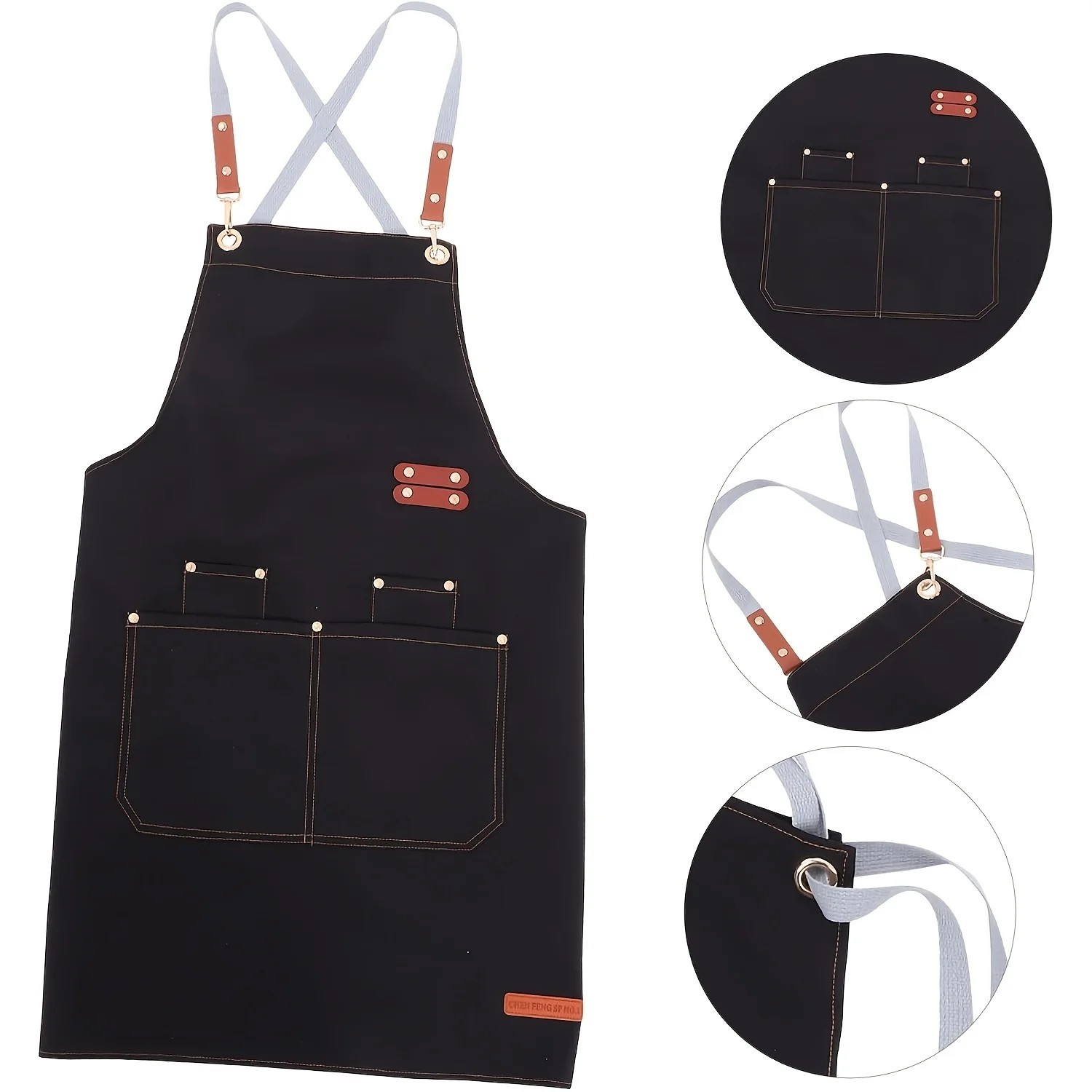 HEAVY DUTY Canvas Kitchen Chef Cooking Apron Cross-Back Adjustable Bib Work BBQ gallery