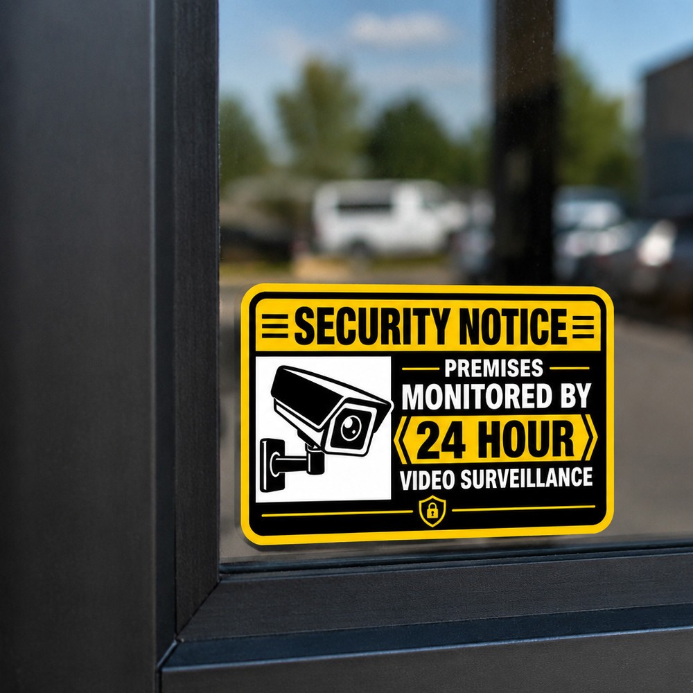 4-Pack Security Camera Notice 24 Hour Video Surveillance Stickers Vinyl Decals gallery