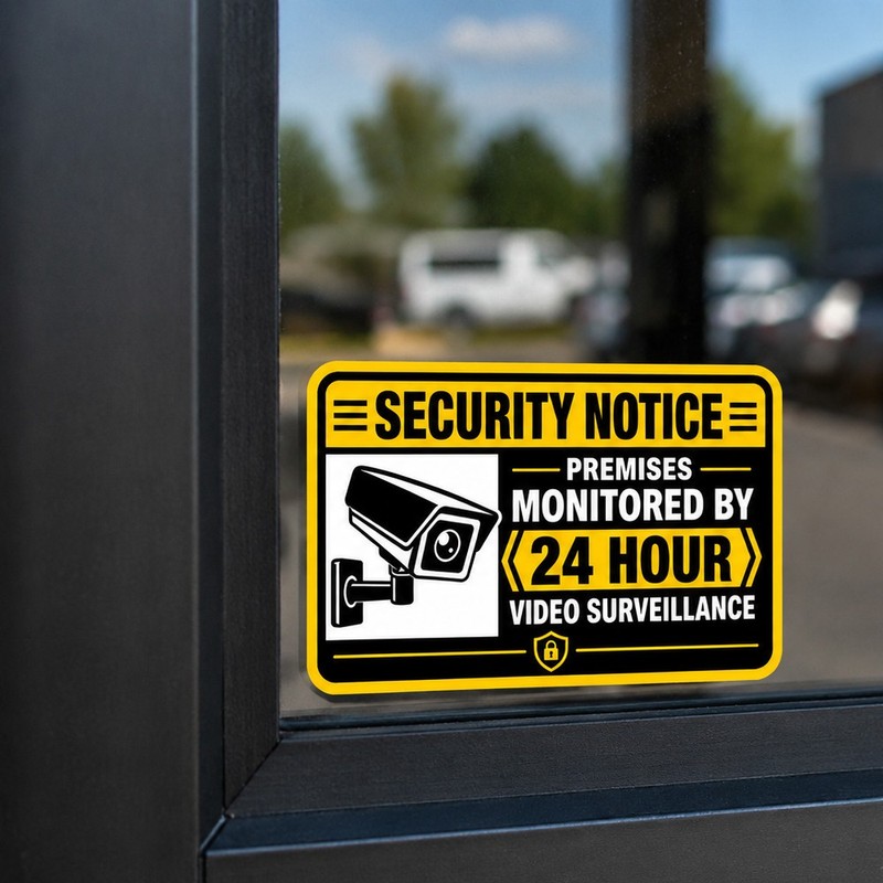 4-Pack Security Camera Notice 24 Hour Video Surveillance Stickers Vinyl Decals gallery