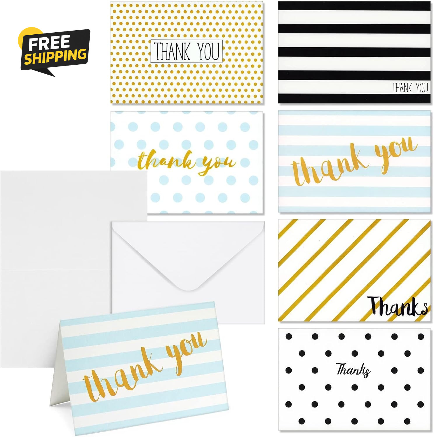 Thank You Cards with Envelopes - 4X6 In, 144-Pack, 6 Assorted Polka Dot gallery