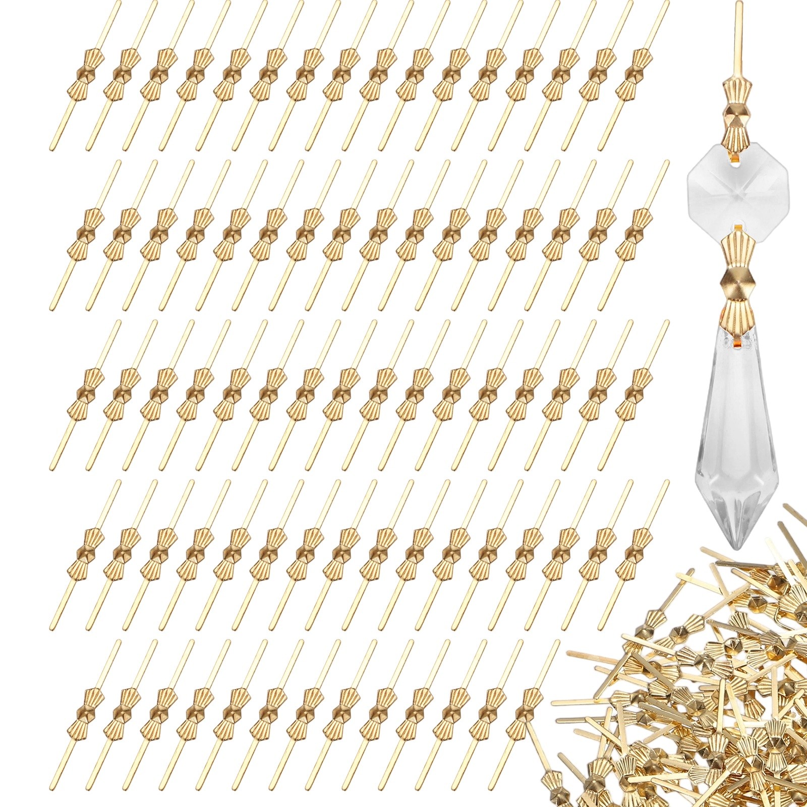 260 Pack 1.3 x 0.16 Inch Fasten Chandelier Crystal Hooks [Copper, Gold] gallery