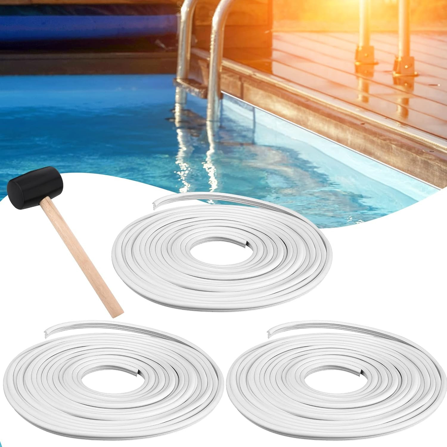 180 Ft Swimming Pool Liner Lock Roll Pool Bead Lock White Pool Liner Bead Wedge gallery