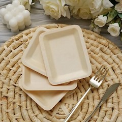 Natural Bamboo 5″ x 4″ Mini Rectangular Plates Wedding Home Disposable Tableware