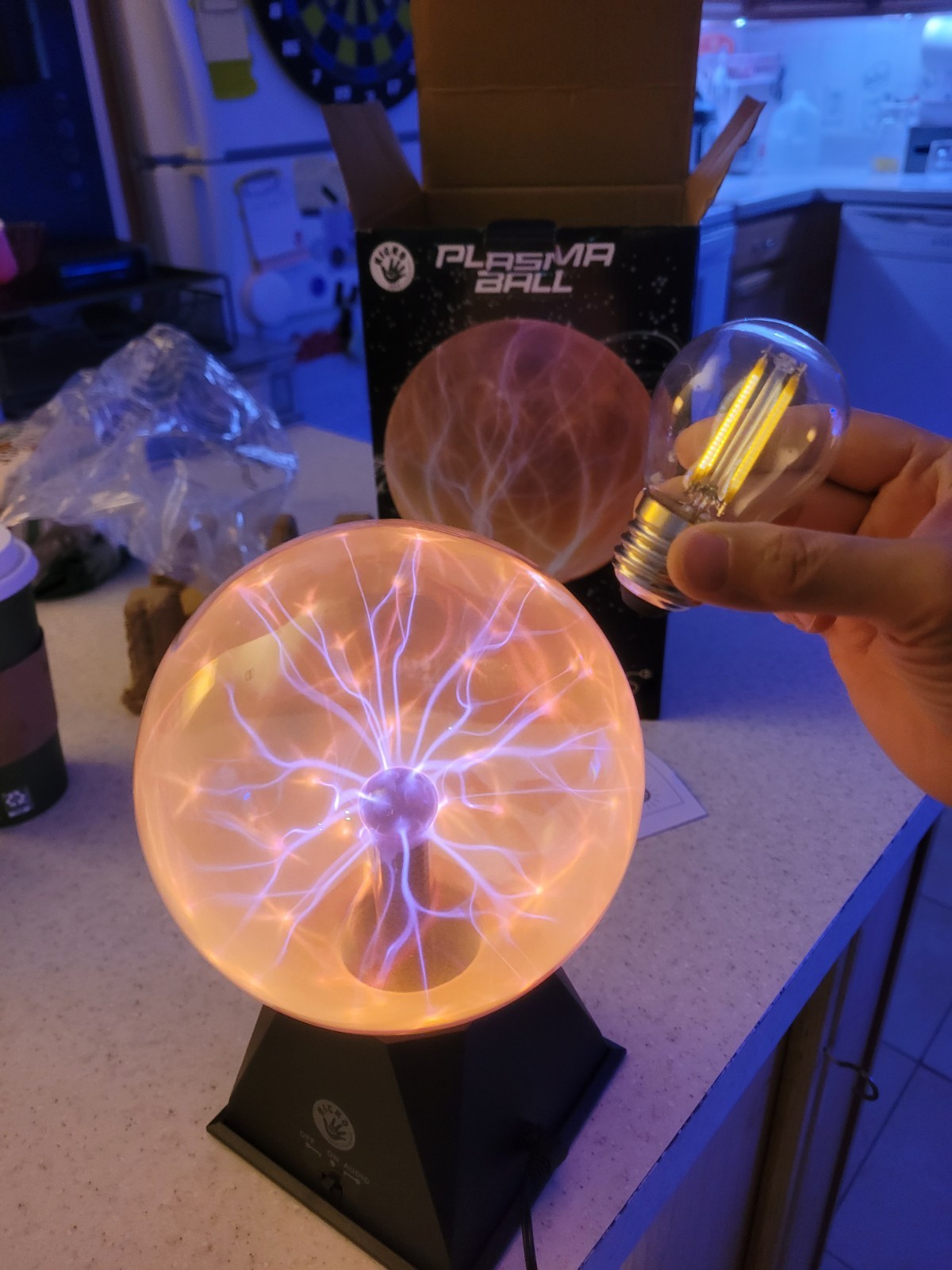 7.5 " Orange Plug In Plasma Ball Touch Sensitive With 1 Bulb Wireless Light Up gallery