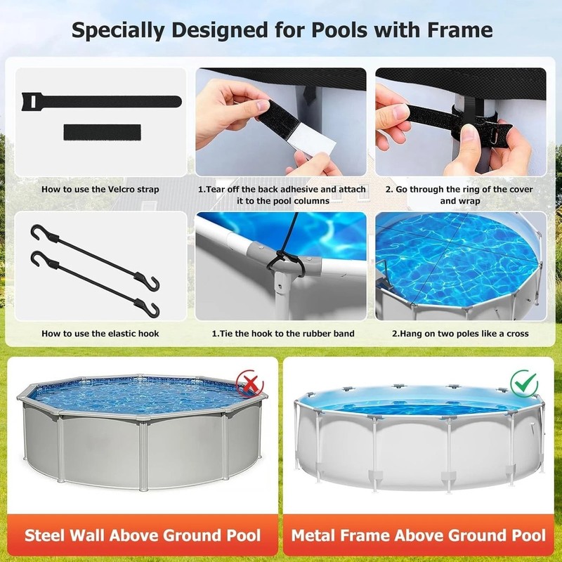 12 Ft Round Windproof Pool Cover - Durable Oxford Cloth for Above Ground Pools gallery
