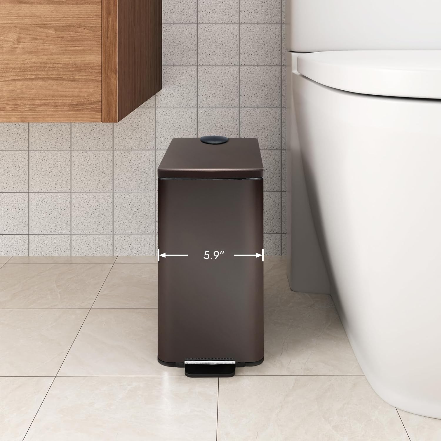 Stainless Steel Small Trash Can with Lid & Step Pedal - 5 Liters/1.3 Gallon Soft gallery