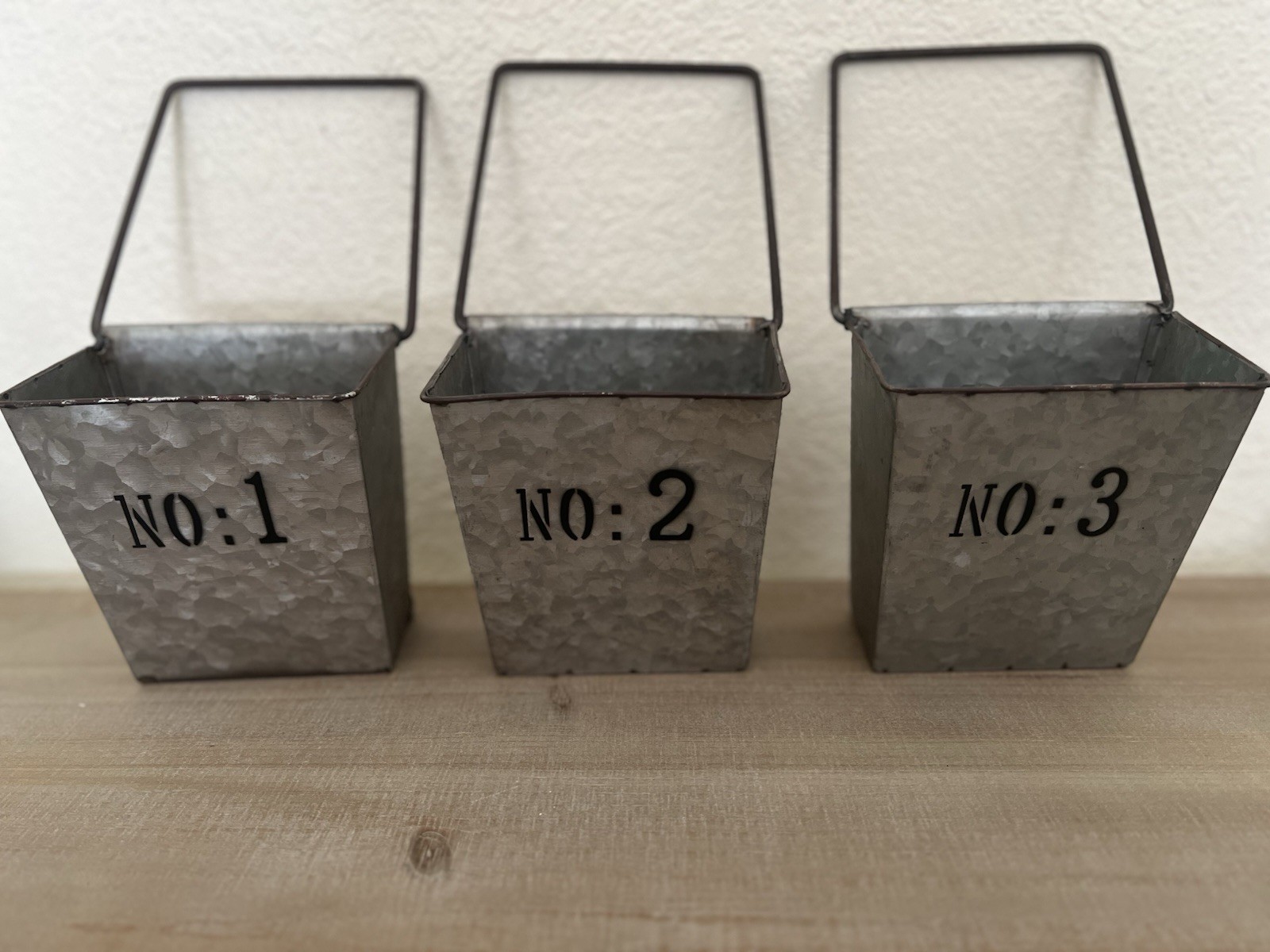 Primitive Galvanized Metal Storage Boxes Set of 3 gallery