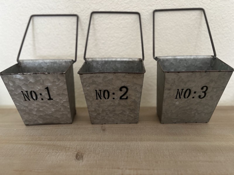 Primitive Galvanized Metal Storage Boxes Set of 3 gallery