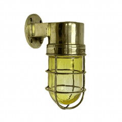 Yellow Globe Solid Brass Dock Light Nautical Wall Fixture
