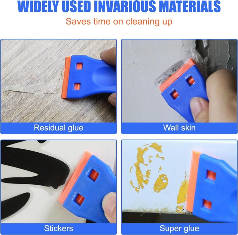 Plastic Razor Blade Scraper 4 Pcs and 120 Pcs Blades, Remove Label Decal Tool. gallery