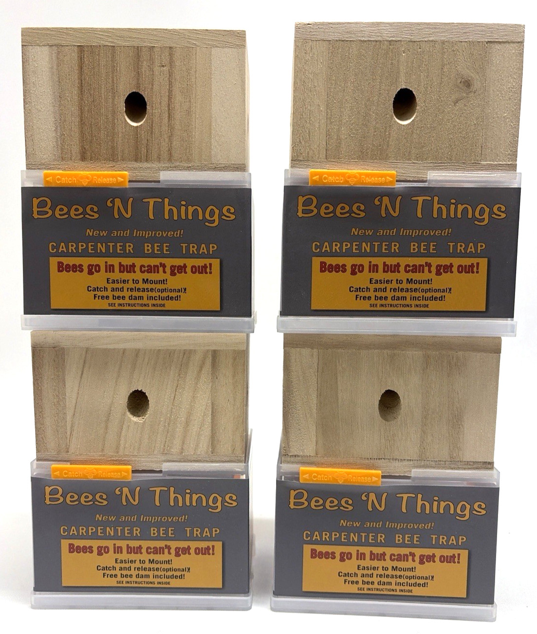 Lot 4 Bees N Things Carpenter Bee Traps New Catch Release Wood Pest Control gallery