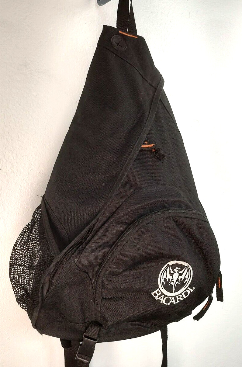 Bacardi Black Backpack Single Strap Side Opening 2 Zipper Storage Back pack 5