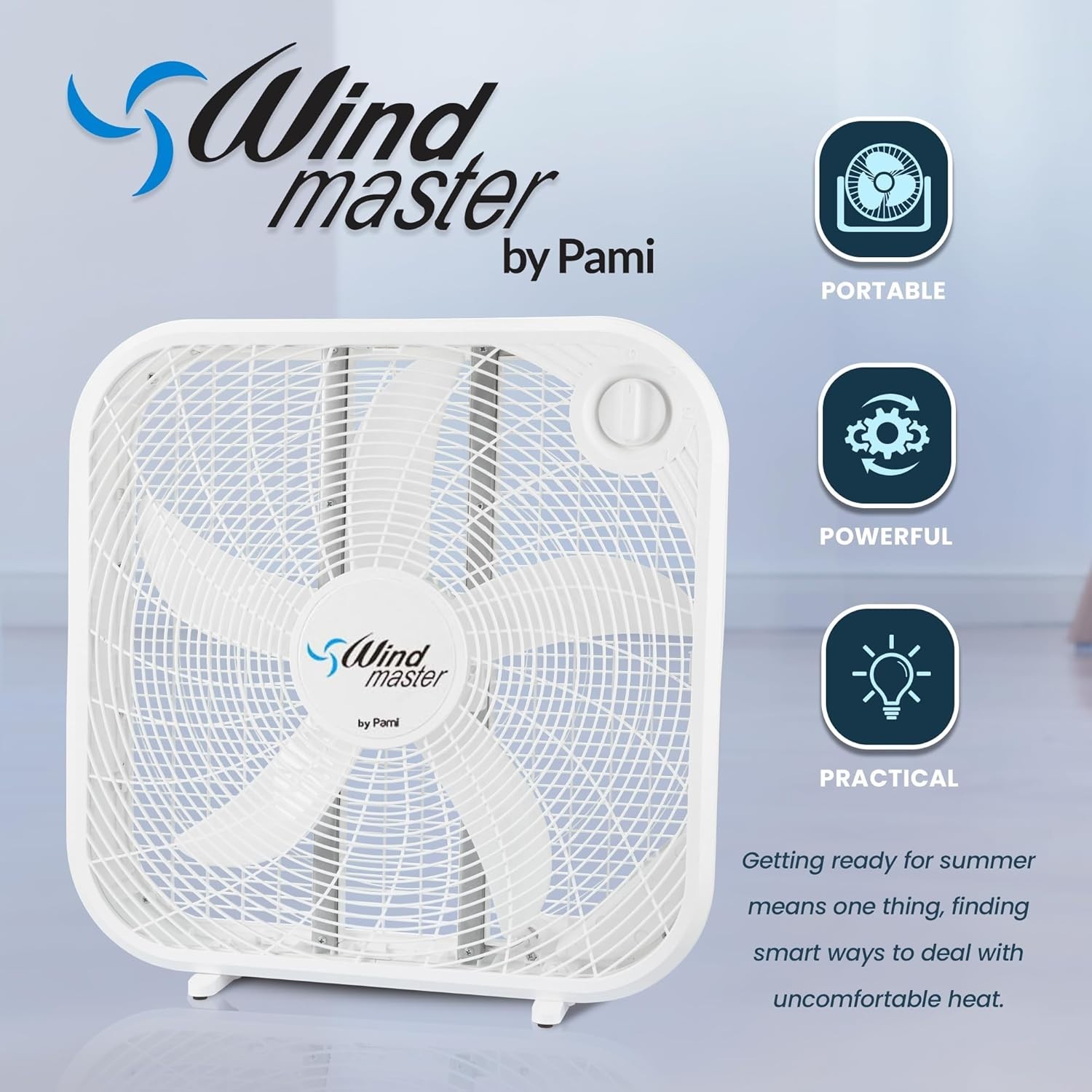PAMI 20” High Performance Box Fan – Portable 3-Speed Floor Cooling Fan, White gallery