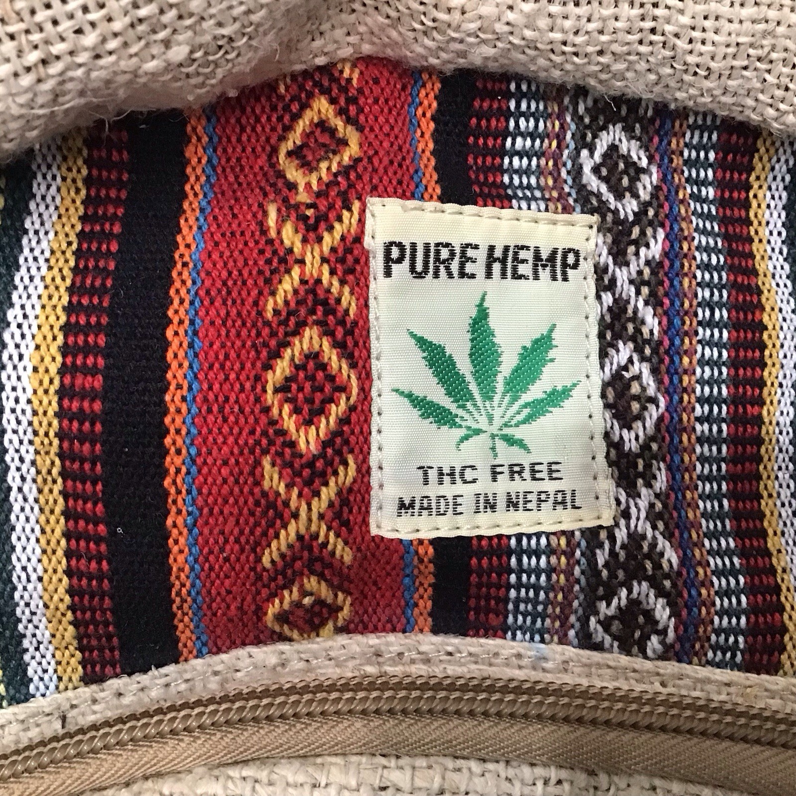 Pure Hemp Handmade Backpack With Elephant Image 2