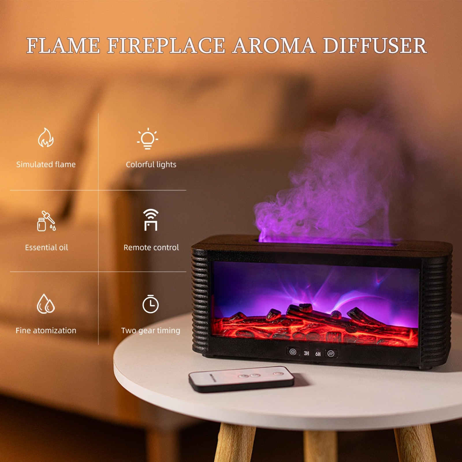9-Color Flame Aroma Essential Oil Diffuser & Humidifier 250ml USB - Noiseless, T gallery