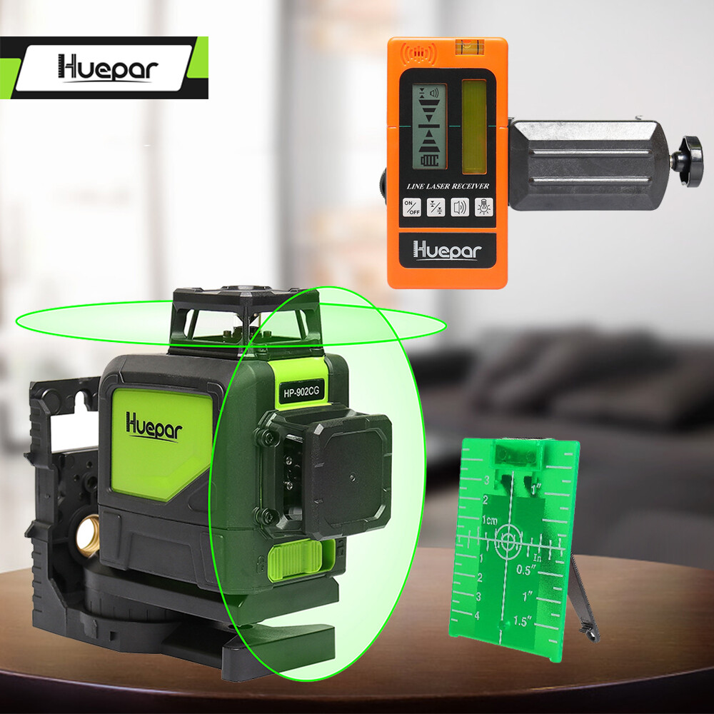 Self Leveling Laser Level Horizontal Vertical Line Green + Laser Receiver Huepar gallery