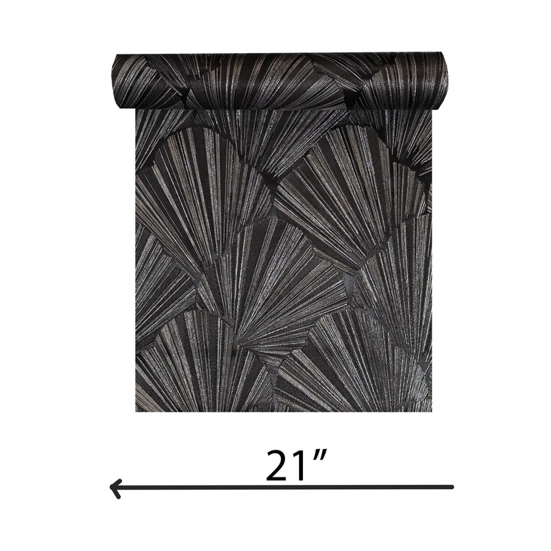 Modern charcoal black gray silver shell art deco faux fabric textured Wallpaper gallery