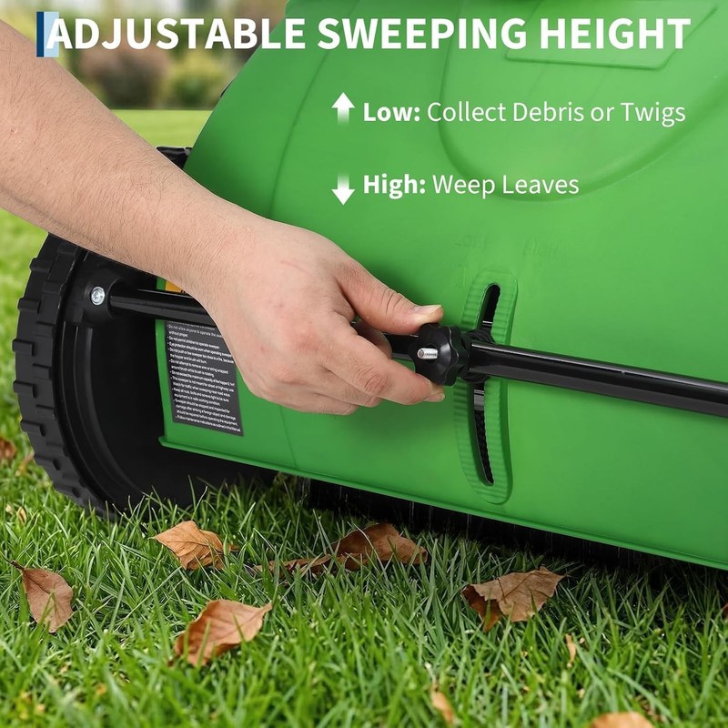 21'' Lawn Sweeper Push Behind Leaf Sweeper 3.5 Cu.Ft. Leaf Collector Adjustable gallery