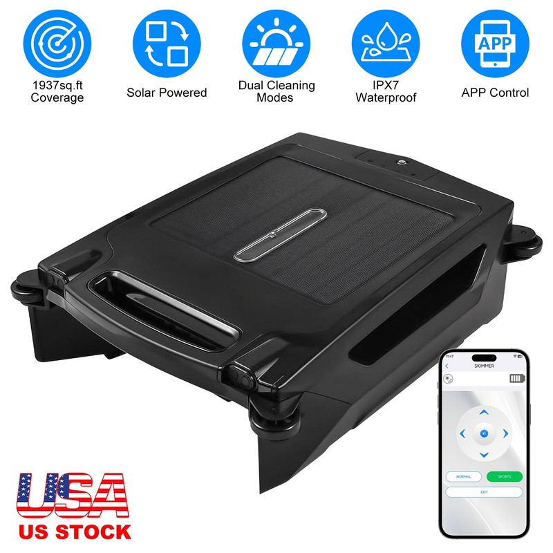 Surfer Robotic Solar Pool Skimmer w/ APP Support, Dual Charging Modes gallery