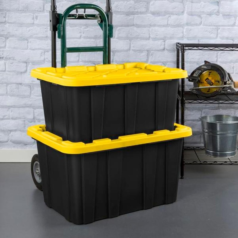 Heavy Duty Industrial Storage Tote Stackable Plastic Bins Utility Organizers gallery