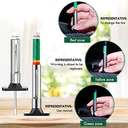 Tire Tread Depth Gauge Brake Lining Gauge Set Color Coded Tire Brake Lining 30 gallery