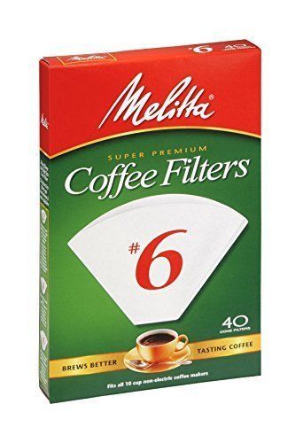 Melitta Super Premium #6 Cone Paper Coffee Filters White, 40 Count - Pack of 24 gallery