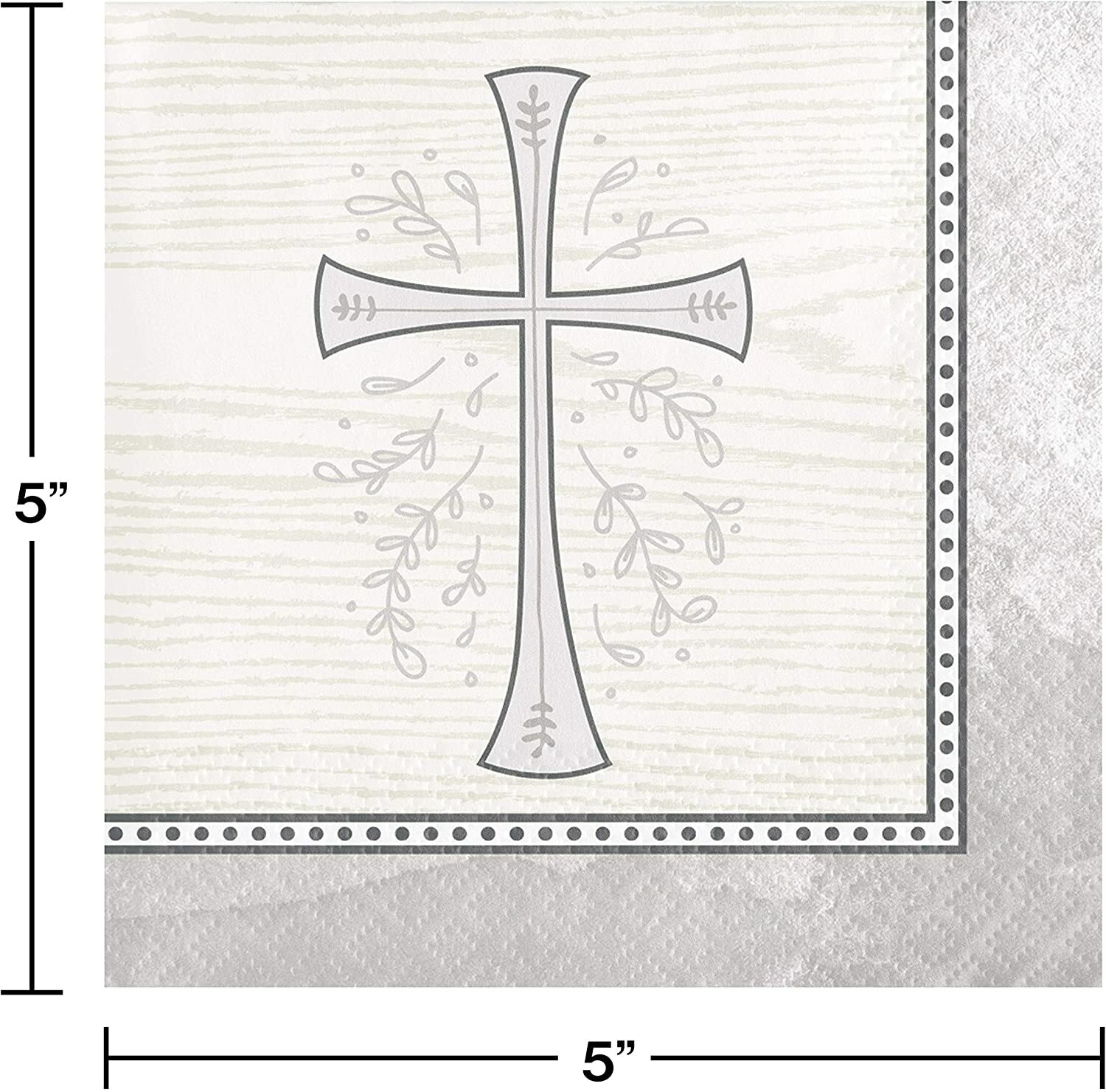 Religious Silver Cross Beverage Cocktail Paper Disposable Napkins – 48 Count gallery