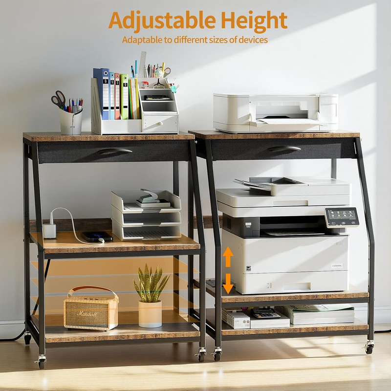 Housolution Large Printer Stand, 3 Tier 22 X 18 Inch Mobile Printer Table with C gallery