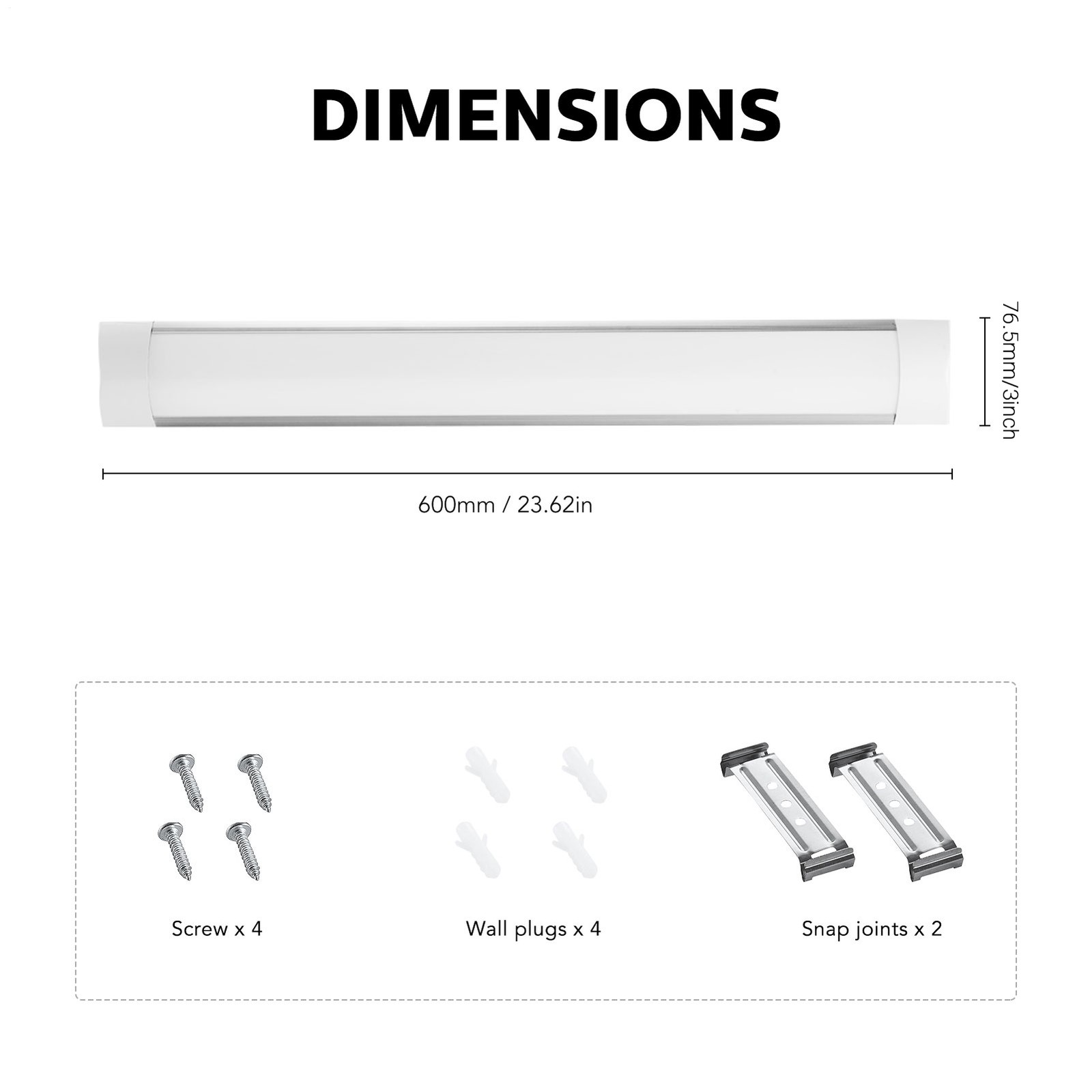 LED Tube Home Light Fixture Strip Light Batten Shop Workbench Garage Lamp 1-4FT gallery