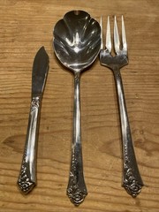 Damask Rose Stainless by Oneida Serving Spoon Fork Spreader Made in USA 3