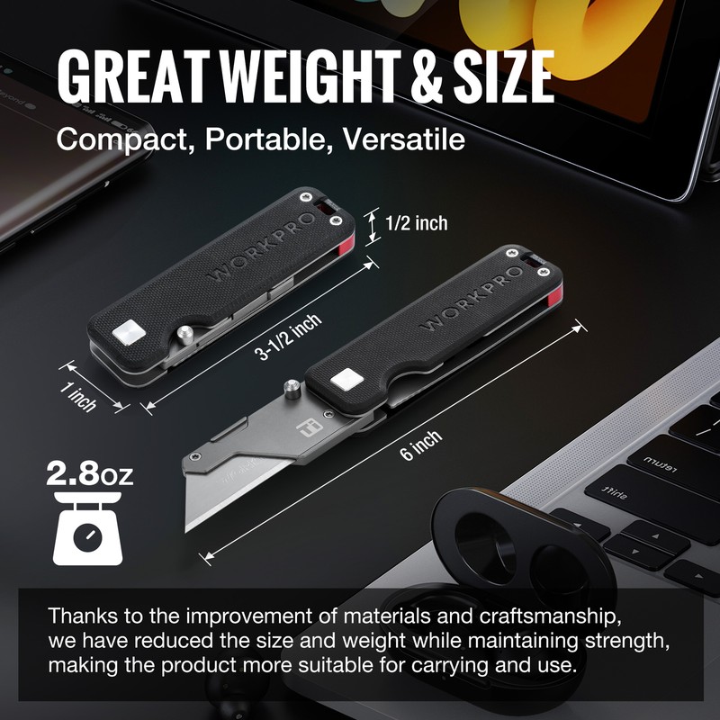 Premium TitaniumUtility Knife CNC Unibody G-10Handle Folding Box Cutter10 Blades gallery