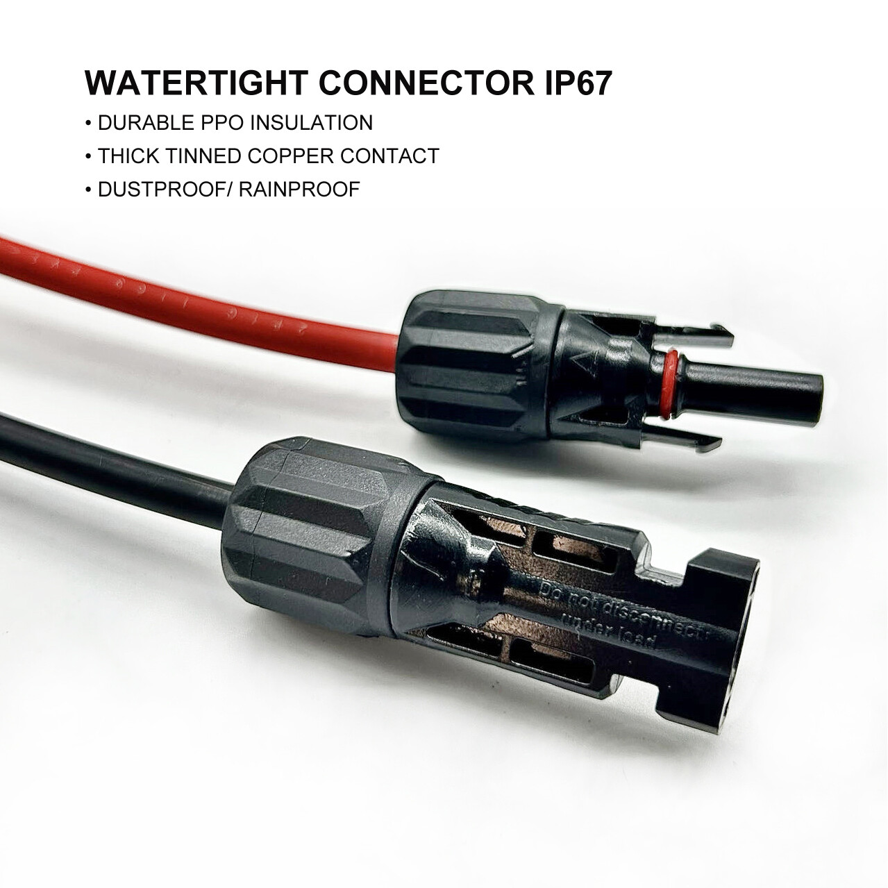 Pair Black + Red Solar Panel Extension Cable Silicon Wire Connector 10 AWG gallery