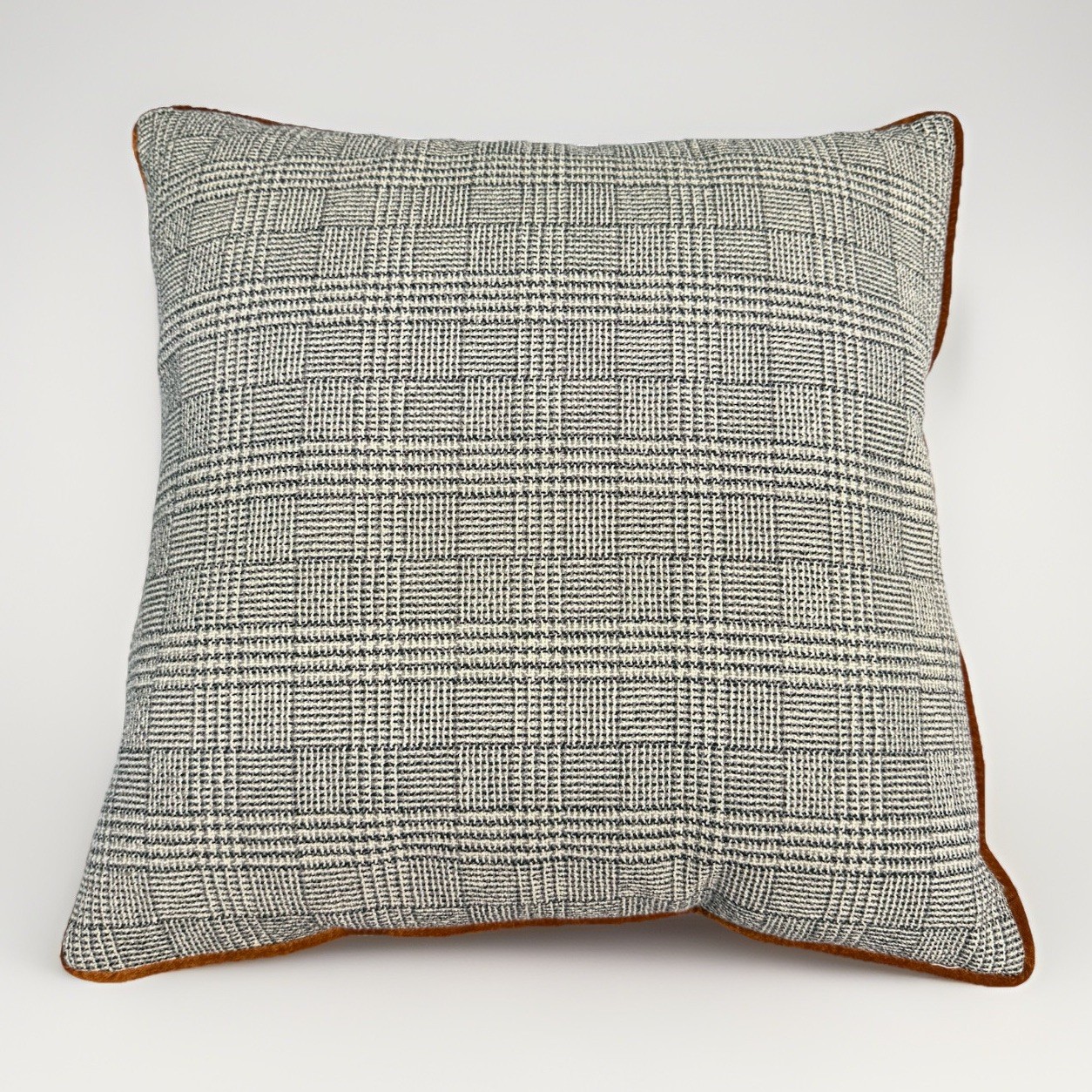 Throw Pillow Cover Orange Micro Plush Back And Blue Gray Tweed Front 21x21 gallery