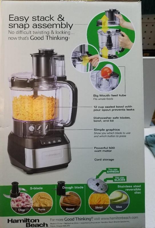 NEW Hamilton Beach Stack & Snap Food Processor 12cup Capacity #70727 SEALED! gallery
