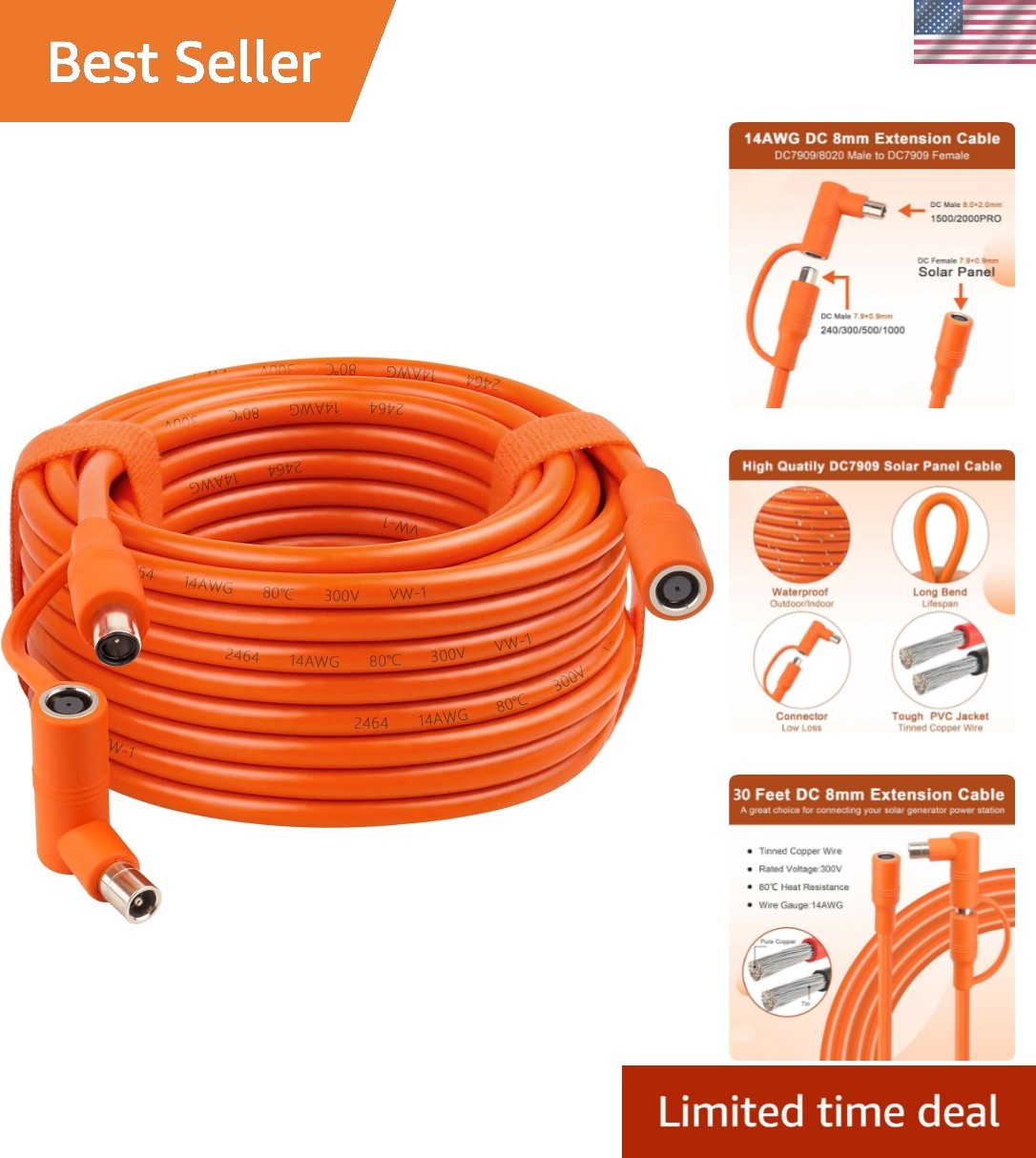 Flexible 30FT DC7909 Solar Cable with Flame-Retardant PVC and Easy Installation gallery