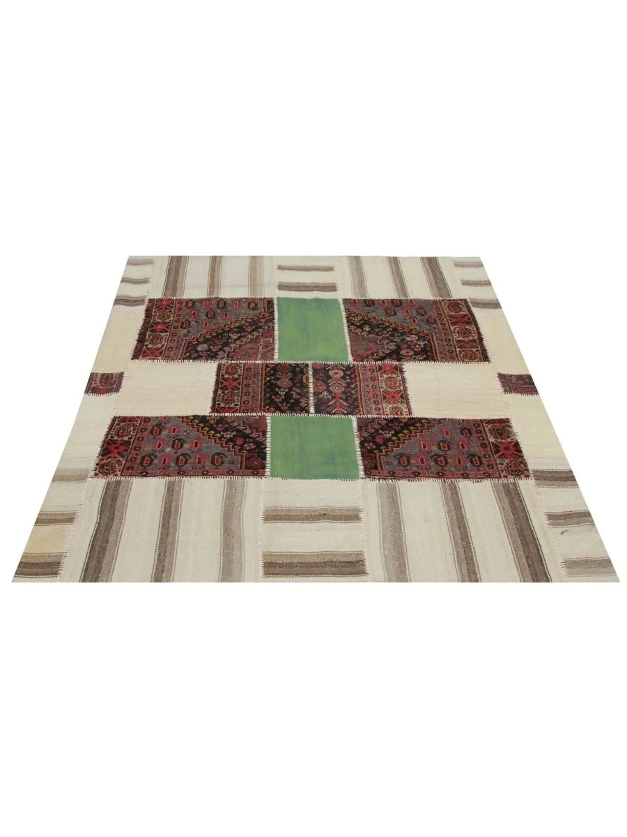 5x6 ft Kilim Patchwork Area Rug | Geometric Design | Free US Shipping gallery