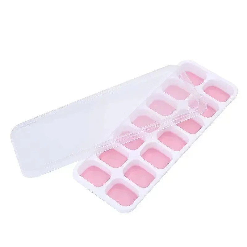 14-Cube Silicone Ice Tray with Lid, Soft Bottom, Easy Release for DIY Cold Drink gallery