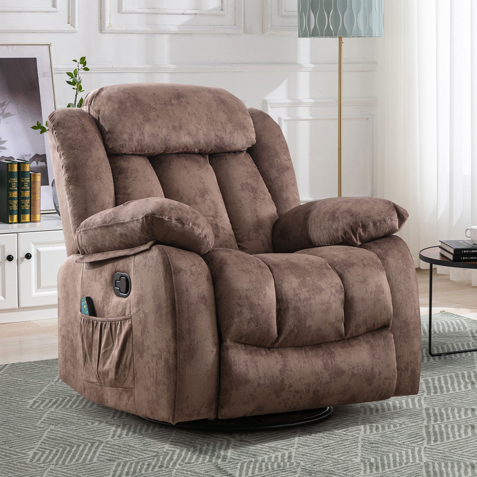 EBELLO Manual Massage Rocker Recliner with Heat & Vibration 360 Degree Swivel gallery