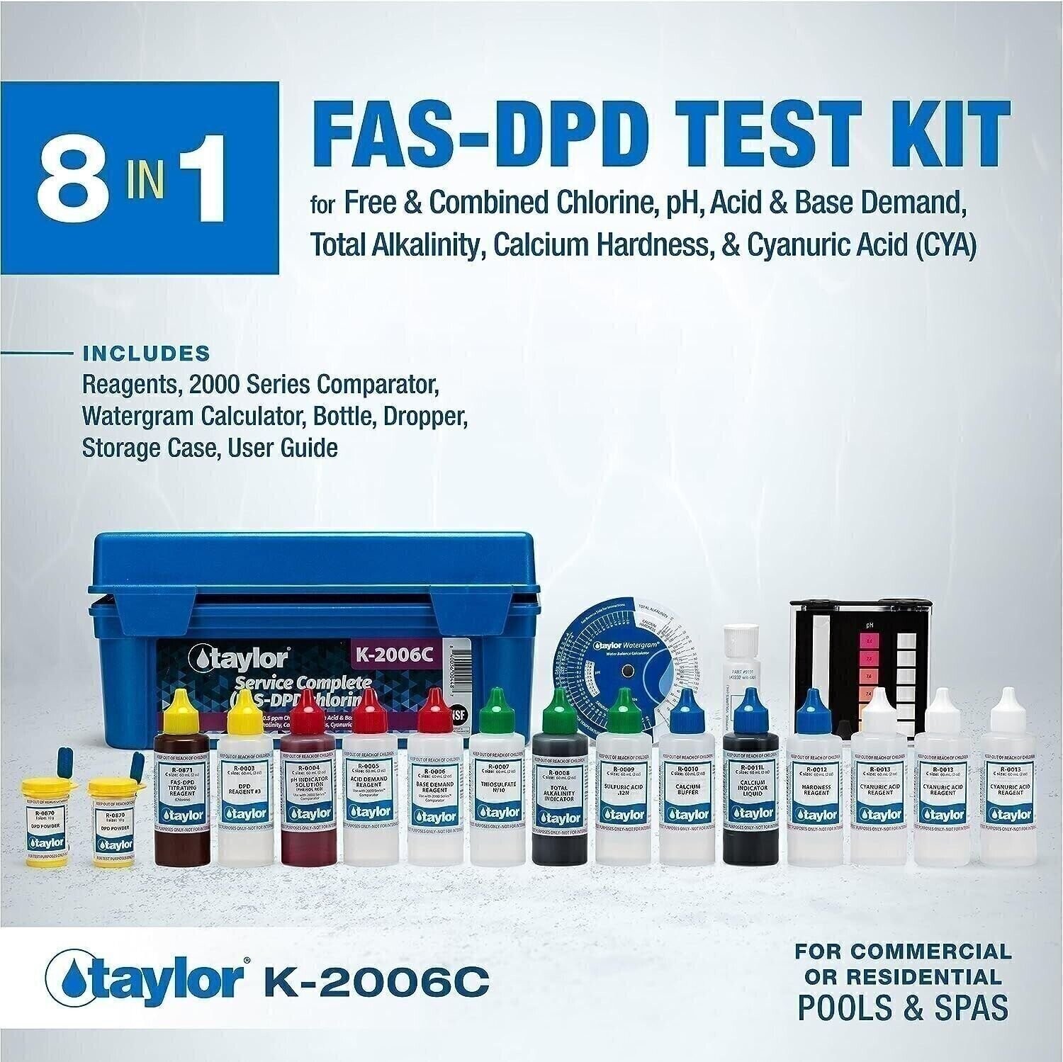 TAYLOR FAS-DPD Service Complete™ Test Kit for Chlorine/pH/Alkalinity/Hardness/CY gallery