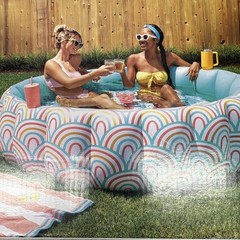 Member’s Mark Inflatable Lounge Pool with Cup Holders, Rainbow