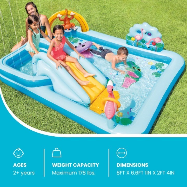 Inflatable Jungle Adventure Kiddie Pool Water Slide Splash Pad for Toddlers gallery