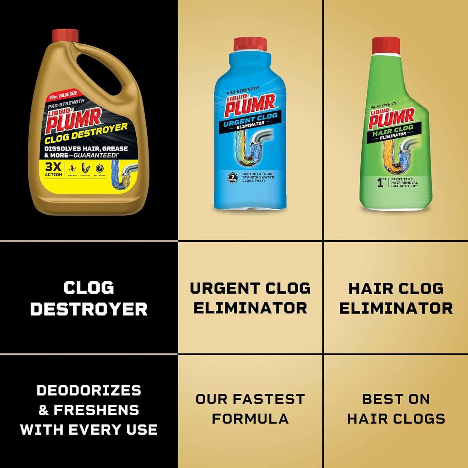 Liquid-Plumr Pro-Strength Full Clog Destroyer, 80 oz Gel Liquid Drain Cleaner gallery